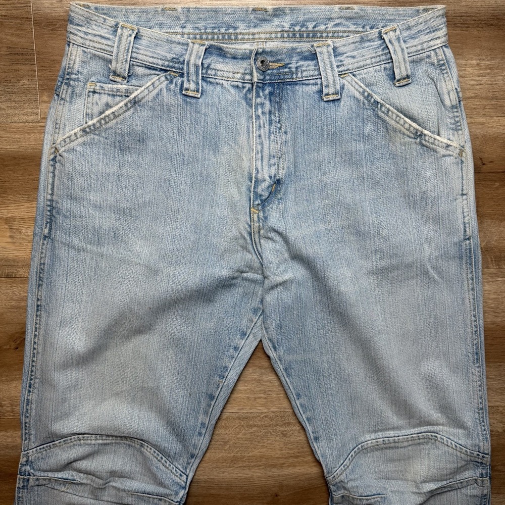G Star RAW Jeans Men 34x32 Blue Regular Bootcut Light Wash Denim Flap Pocket Y2K